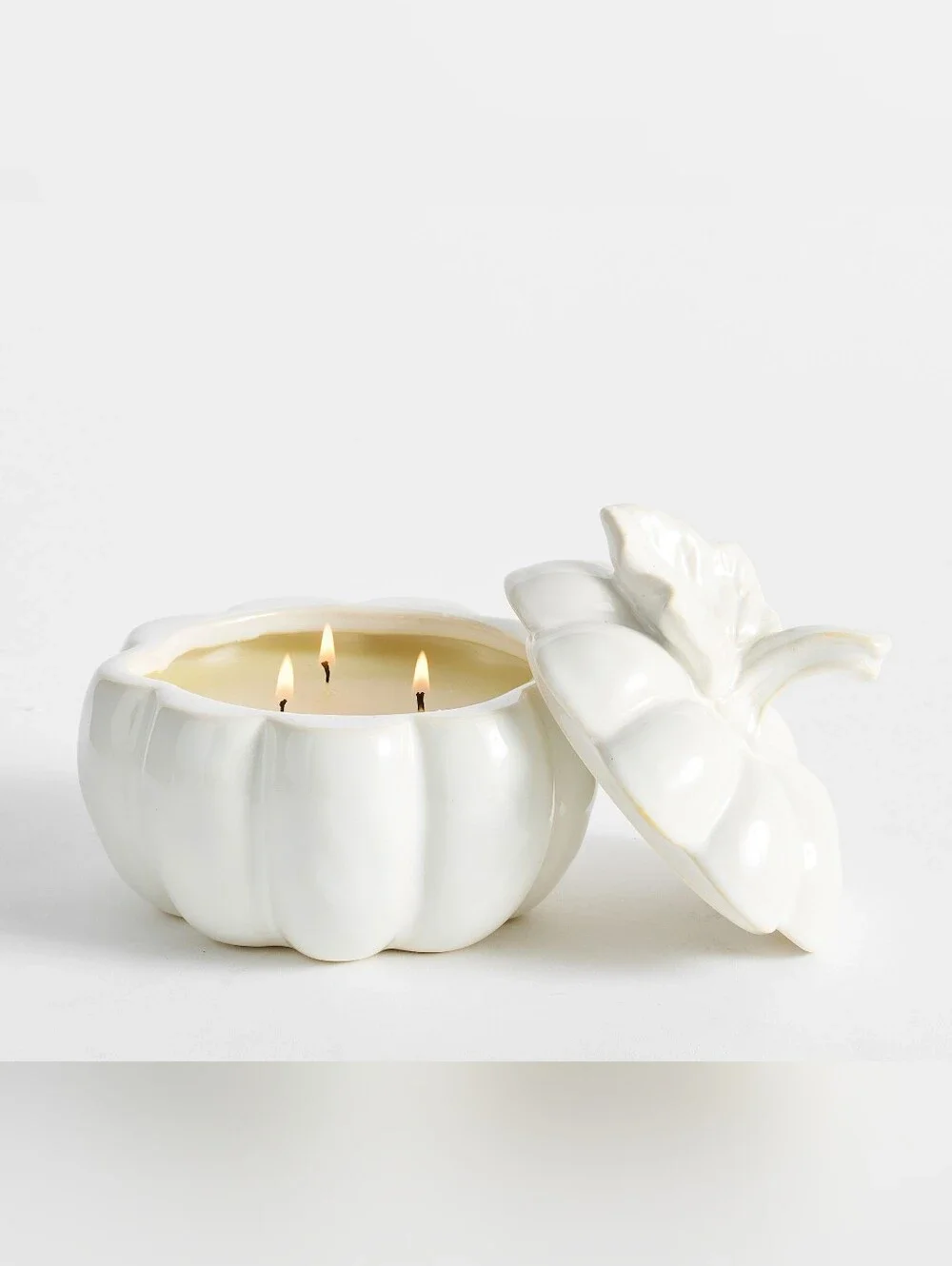 Pottery Barn Ceramic Pumpkin Candle - Pumpkin Pie